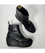 Dr Martens Caitlin Wedge Platform Doc’s Black Leather Boots US Sz 6 - €50,95 EUR
