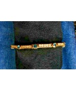 Elegant Blue &amp; Crystal Rhinestone Gold-tone Bracelet 1970s vintage 7&quot; - £10.37 GBP