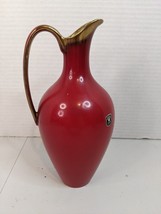 Vintage Wein Keramos Golden Crown E&amp;R Austria Pitcher Urn Red With Gold Trim - £21.95 GBP