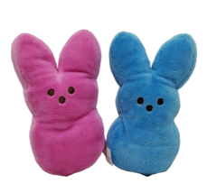 Peeps Easter Bunny Plush Lot of 2 Blue Pink Mini Beanie Rabbits Just Bor... - $12.46