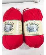 NEW Lion Brand Wool-Ease yarn Scarlet #113 2 Skeins red acrlyic wool ble... - $32.00