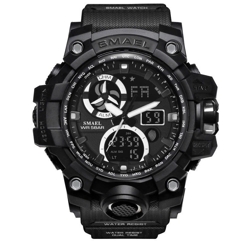 Fashion Top Quality  Men Smael Men  Watch Dual Display og Digital Led Electronic
