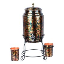Handmade Copper Litre Water Dispenser Container Pot with 2 Copper Glass ... - $69.99