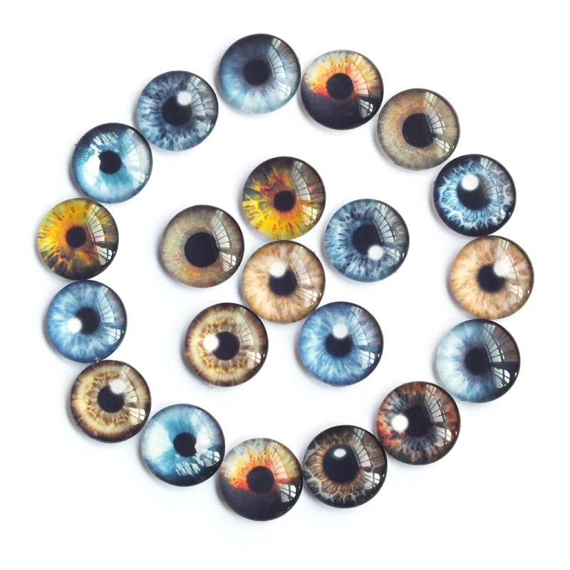 20pcs 8 -20mm Random Mixed Doll eyes Round Dragon Eyes In Pairs Pattern Glass - £5.86 GBP+