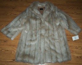Terry Lewis Classic Luxuries BEIGE-TAN Short Faux Fur Faux Mink Coat L - £101.09 GBP