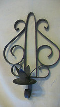 Pair Of Vintage Black Wrought Iron Candle Stick Candle Holder, Wall Hanging - £36.19 GBP