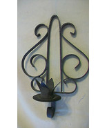 PAIR OF VINTAGE BLACK WROUGHT IRON CANDLE STICK CANDLE HOLDER, WALL HANGING - £26.60 GBP