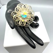 Fabulous Iridescent Acrylic Flower Brooch, Vintage Formed Petals with Teardrop C - £60.32 GBP