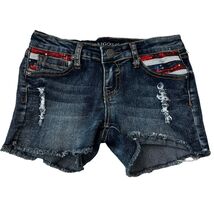Vigoss Girls Adjustable Waist Jagger Shorts Size 12 Distressed Denim RWB... - $20.07 CAD