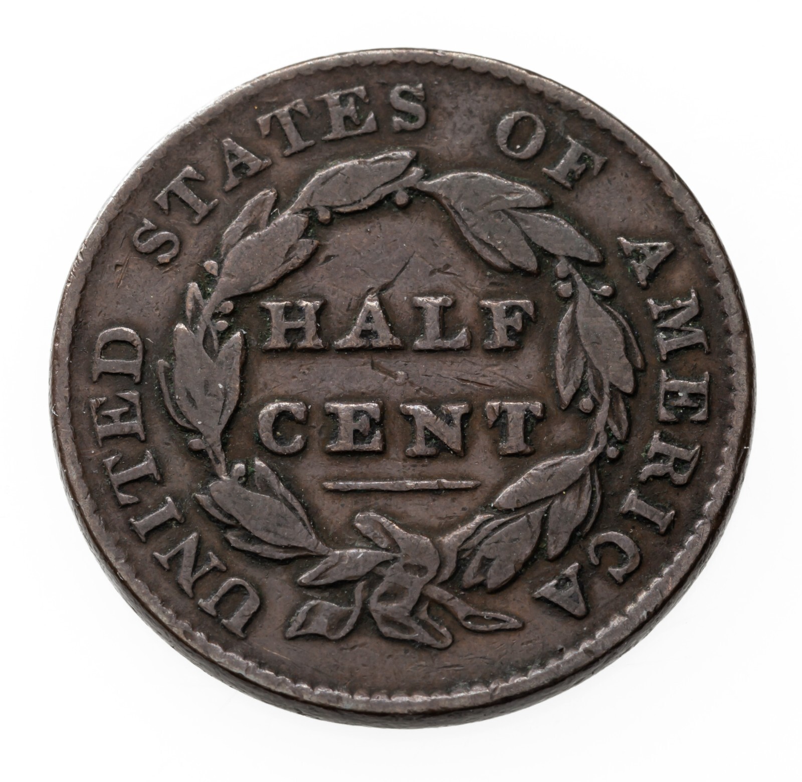 1828 Half Cent in Very Good VG Condition, Brown Color Item image 2