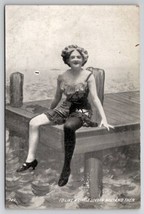 Bathing Beauty Risque Swimsuit Scandalous Woman on Pier  Postcard G28 - £14.92 GBP