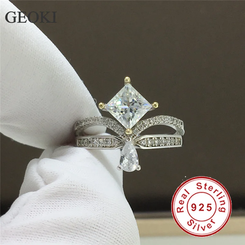  luxury 925 sterling silver 1 carat perfect cut passed diamond test d color vvs1 square thumb200