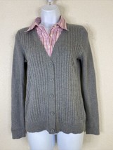 Izod Womens Size S Gray Knit Button Front Sweater Blouse Long Sleeve Collared - $11.30