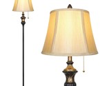 Traditional Floor Lamp, Classic Standing Lamp With Bronze Fabric Shade, ... - $91.99