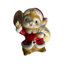 Vintage Homco Christmas Santa Mouse Figurine  #5405 Bisque Porcelain 4&quot; Holiday - £9.28 GBP