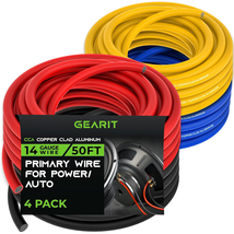 14 Gauge Wire (50Ft Each- Black/Red/Blue/Yellow) Copper Clad Aluminum CCA - Prim - £21.22 GBP