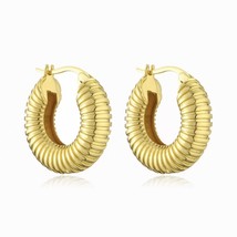 18K Gold Plated Gold Hoop Earrings for Women - £8.65 GBP