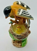 Vintage Ceramic Gold Finch Feed Baby Bird Nest  Figurine Hand Painted Japan NOS - £13.29 GBP
