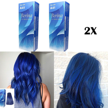 BERINA Hair Color Bluee Permanent Hair Dry Cream Fashion Style Unisex A41 - £30.66 GBP