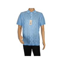 Mens Polo Shirt Slinky Sheer Short Sleeves Soft Touch by Stacy Adams 57007 Blue image 4