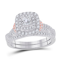 14kt Two-tone Gold Princess Diamond Bridal Wedding Ring Band Set 1 Ctw - £1,674.50 GBP