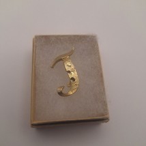 Mamselle J shaped Gold tone broach - £10.65 GBP