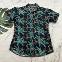 Broken Threads Mens Hawaiian Shirt Size L Blue Green Tropical Parrots Le... - £14.98 GBP