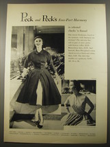 1954 Peck and Peck Fashion Ad - four-part Harmony in talented checks &#39;n Flannel - £14.56 GBP