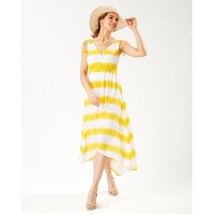 TOMMY BAHAMA Set Sail Wrap-Inspired High-Low Dress Island White Yellow $140 - $59.39