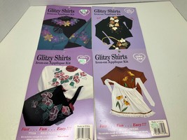 Lot of 4 New Glitzy Shirts Iron-On Applique Kits Florals &amp; Leaves - £11.66 GBP