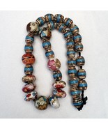 Hand painted vintage ceramic and glass beads beautiful beaded necklaceGift - €66,47 EUR