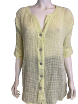 Soft Surroundings Women&#39;s Gauzy Linen Tunic Top Yellow Green Small - £22.57 GBP