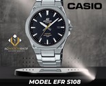 Casio Edifice Slimline Mens Sapphire Crystal Black Dial Silver watch EFR... - $111.49