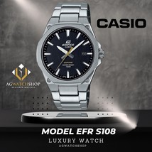 Casio Edifice Slimline Mens Sapphire Crystal Black Dial Silver watch EFR-S108S - £88.58 GBP