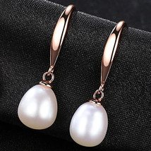 Rose Gold Earrings Light Luxury S925 Silver Pearl Earrings Ear Hook Style Elegan - $25.00