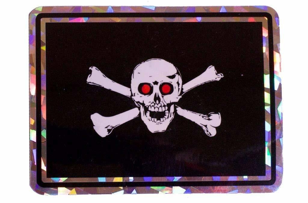 Pirate Red Eyes Skull Flag Reflective Decal Bumper Sticker - $2.88
