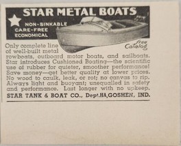 1937 Print Ad Star Metal Boats Non-Sinkable Star Tank &amp; Boat Goshen,Indiana - £5.78 GBP