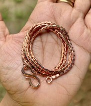 18 inch Pure Copper Flattened Wheat Box Chain Necklace, Healing Copper Jewelry - £12.01 GBP