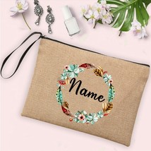 Flower Custom Name Cosmetic Bag Bachelorette Party Neceser Makeup Bags L... - £22.46 GBP