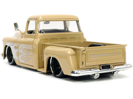 1955 Chevrolet Stepside Pickup Truck Tan with White and Silver Flames wi... - $48.94