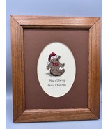 Vtg Handmade Cross Stitch Have a Beary Christmas Framed Art - $17.32