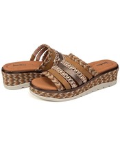 Jambu Women&#39;s Dahlia Leather Woven Stud Platform Wedge Sandals Tan Multi - $744.80 MXN