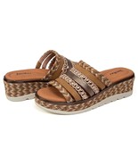 Jambu Women&#39;s Dahlia Leather Woven Stud Platform Wedge Sandals Tan Multi - $744.80 MXN