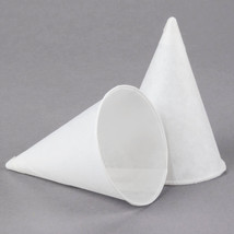 Rolled Rim Poly Bagged  Paper Cone Cups, 4.5oz  White, 5000 /Case - £75.41 GBP