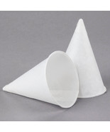 Rolled Rim Poly Bagged  Paper Cone Cups, 4.5oz  White, 5000 /Case - $94.35