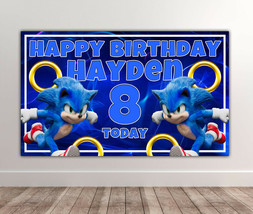 2 X SONIC Personalised Birthday Backdrops - Sonic Movie 40 x 24 Inches - $17.36