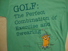 Vintage Golf Exercise And Swearing Mad Bear Greeting Card Sports T Shirt S - £11.86 GBP