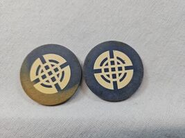 Vintage Olympic Harris Wheel Faro Inlaid Clay Poker Chip Set of 2 - $3.95