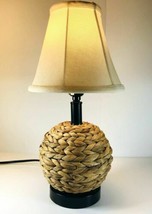 Modern Round Rattan Natural Weave Table Lamp - £15.73 GBP