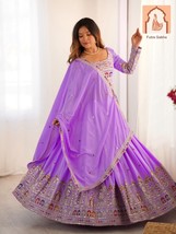 Luxurious Lavender Lehengha Choli Set - Fully Stitched with Intricate Em... - $75.00